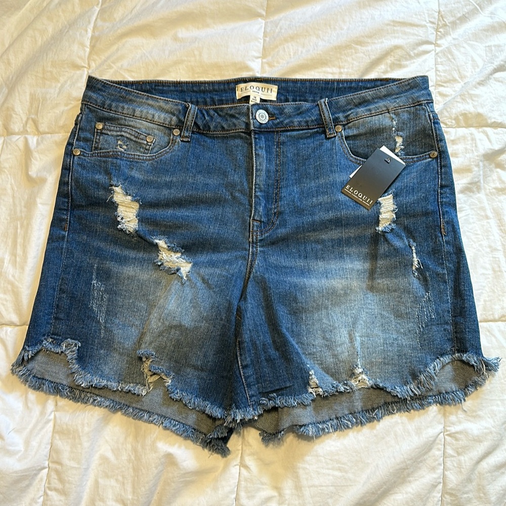 Eloquii Distressed Jean Shorts